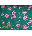 Bies printed 18mm - Green with pink flowers