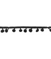 Tiras madroños color negro | Rollo 18 metros